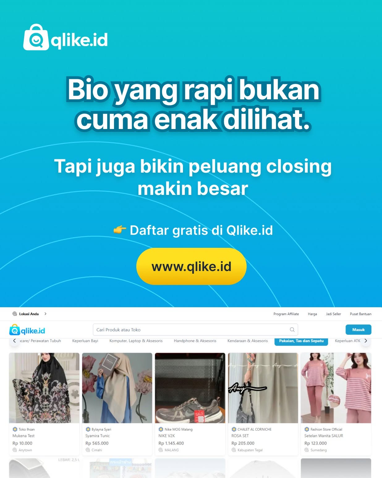 Upgrade Bio Media Sosial Kamu dengan Qlike.id